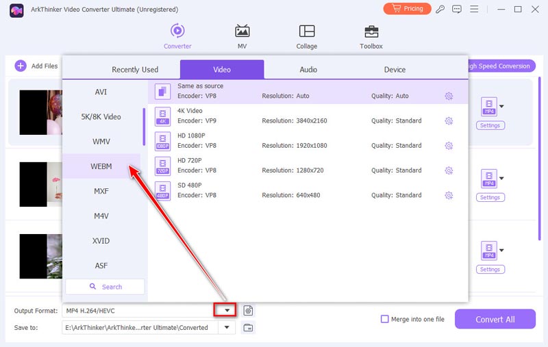 Tüm MP4 Dosyaları İçin WebM Formatını Seçin