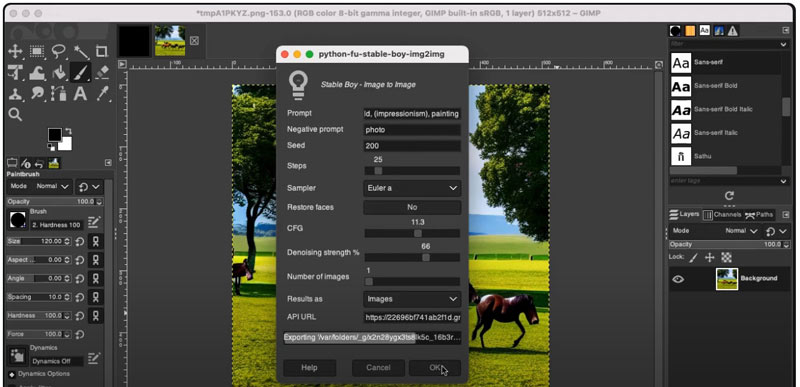 Stable Bog Plugin Upscale Image in Gimp