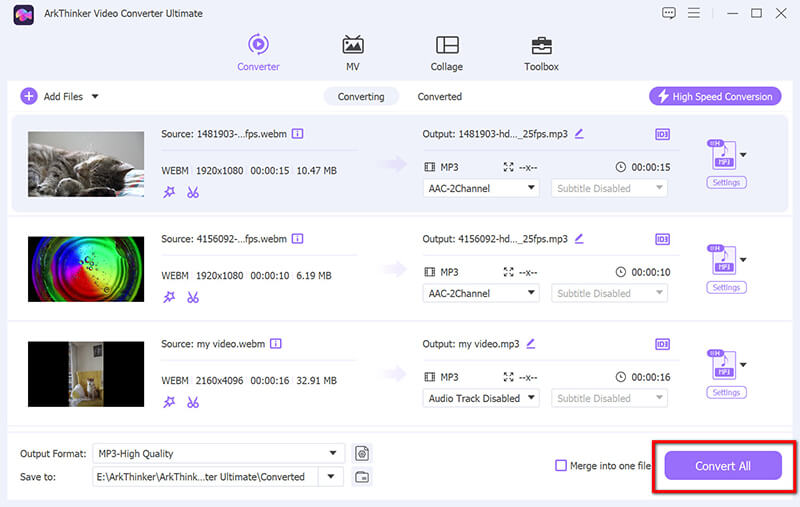 Arkthinker Converte WebM para MP3