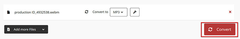 Μετατροπή WebM σε MP3 Cloudconvert