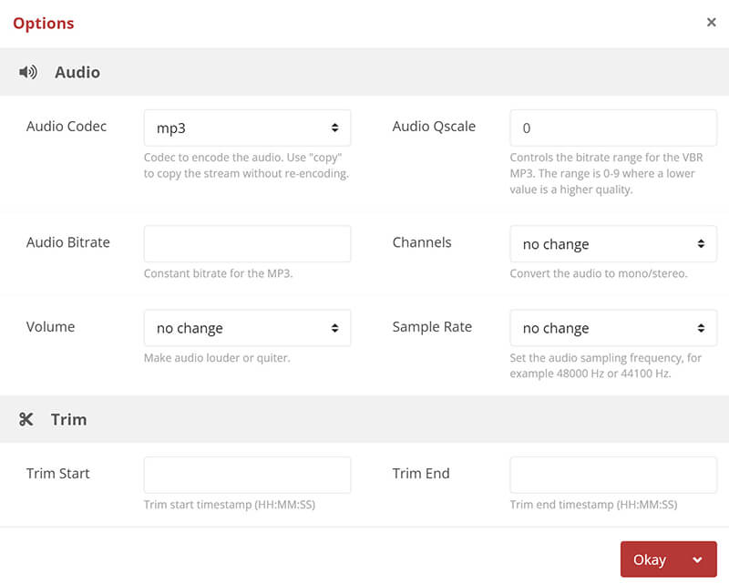 Custom MP3 Output in Cloudconvert