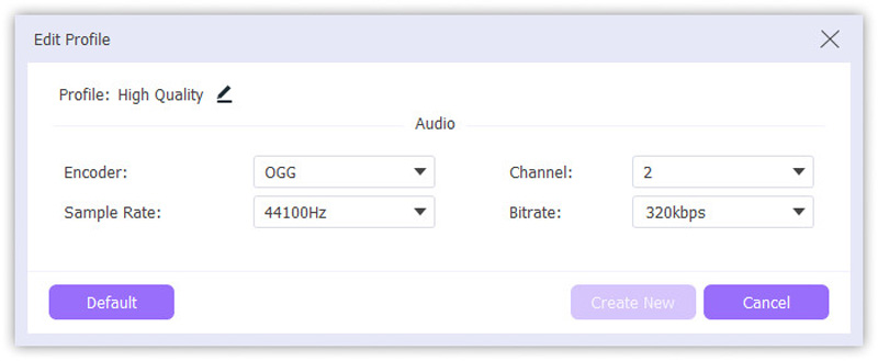 OGG-Parameter anpassen