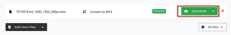 Download MP3 in Cloudconvert