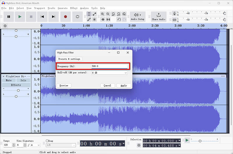 Configuración de Hz de Audacity Audio