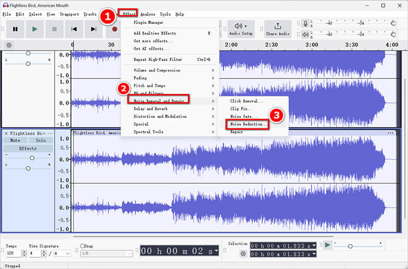 Reducción de ruido Audacity