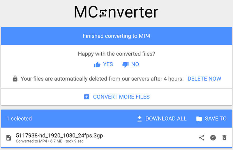 Конвертуйте 3GP у MP4 MConverter