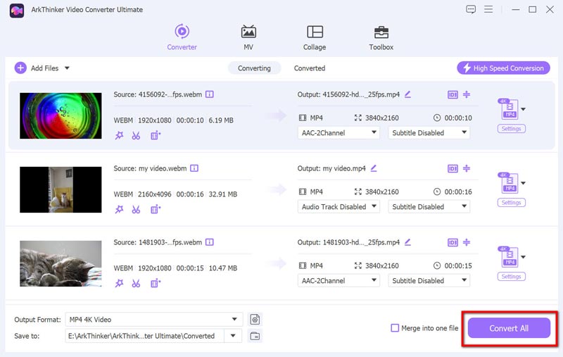 Convert WebM in Arkthinker