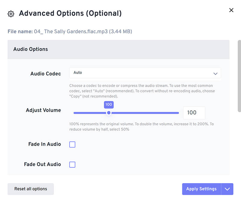 Freeconvert MP3 Settings