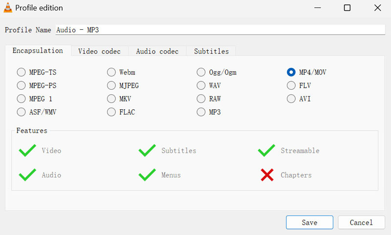 VLC Output Settings