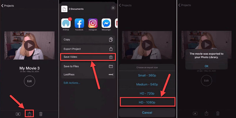 iMovie Export MP4 on iPhone