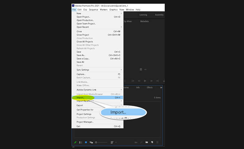 Import Clips in Premiere