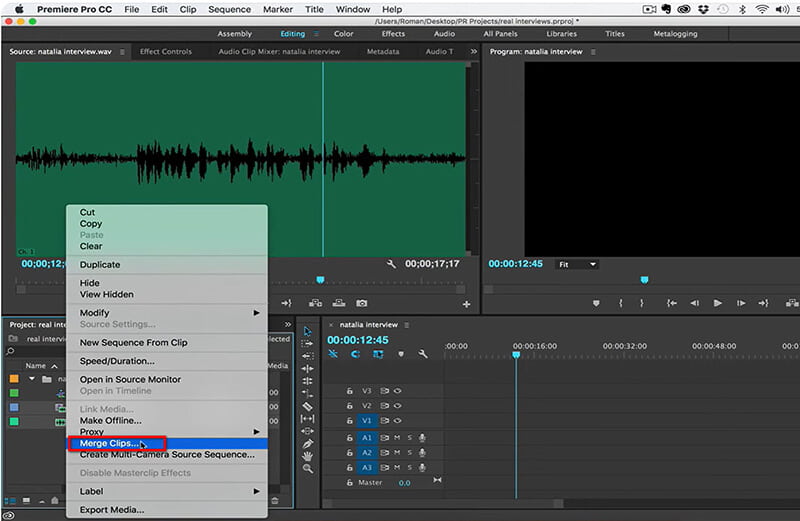 Merge Clips in Premiere