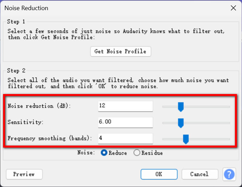 Adjust Audio Noise