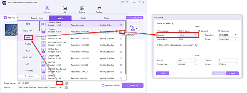 Customize MOV Codec