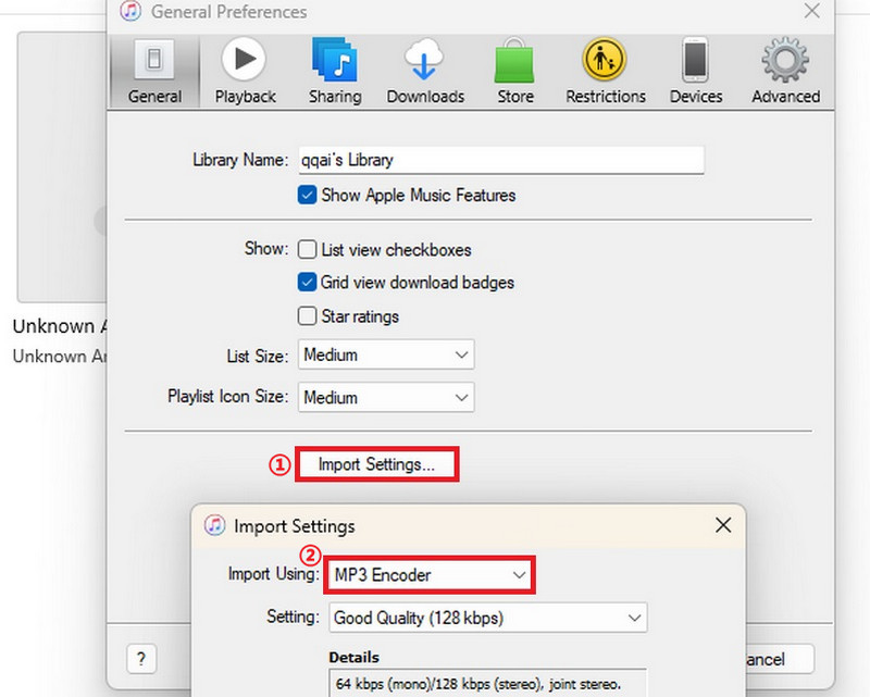 iTunes Choose to Encoder