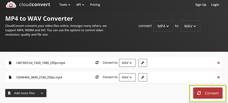 Convert MP4 to WAV In Cloudconvert